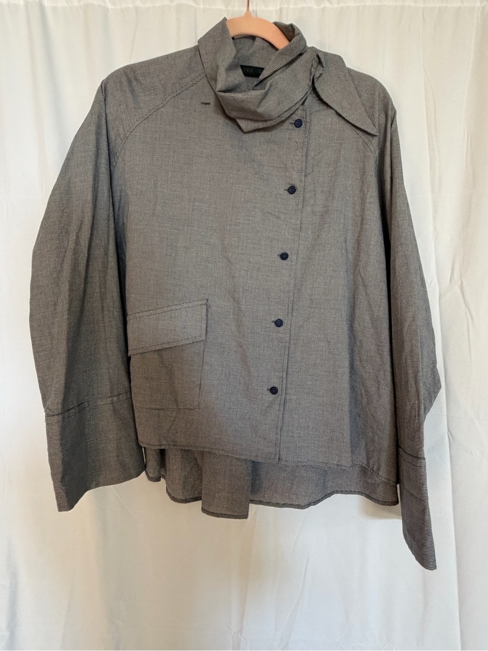 Zara oversized scarf neck button down top size M